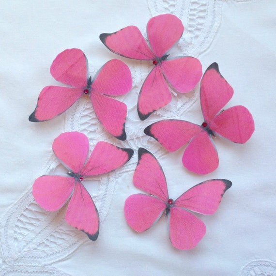 Items Similar To Bright Pink Morpho Silk Butterfly Hair Clip On Etsy 