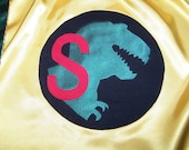 Dinosaur T Rex Superhero Cape Washable Satin Initial or Name Personalized