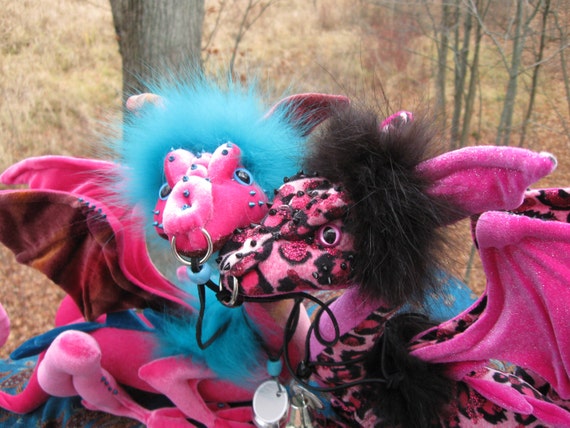 Reserved for Teresa - Do not purchase unless you are she! Sunrise & Rosie, pink Reiver dragons by Dragontry
