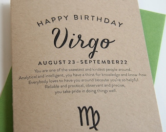 Letterpress Astrology Birthday Card - Virgo