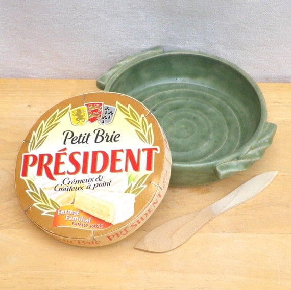 Brie or camembert baking serving dish in stoneware hand thrown baker