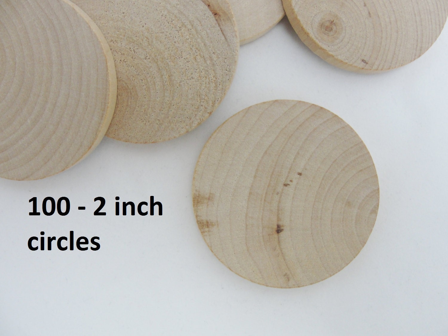 100 Wood 2 inch Circle wood disc wooden disk 2 x