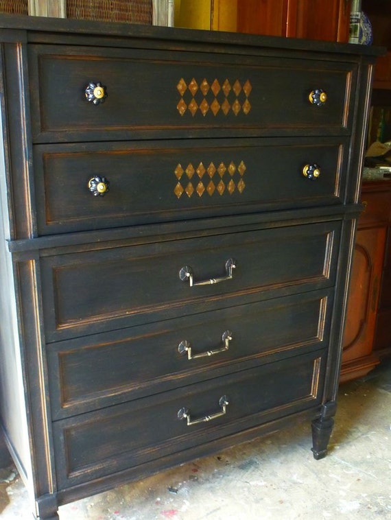 Wardrobe Dresser Vintage Gentleman's Chest of Drawers PAINT to ORDER Poppy Cottage Painted Furniture