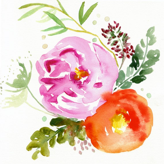 Custom Wedding Bouquet Painting Original Watercolor by MaiAutumn
