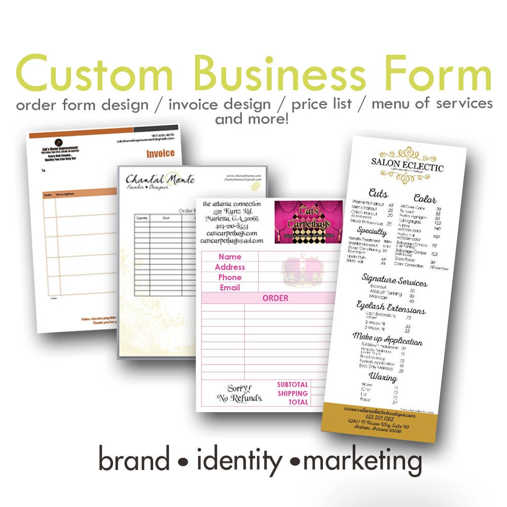 Custom Business Form / Order Form / Invoice by ataglancegraphics