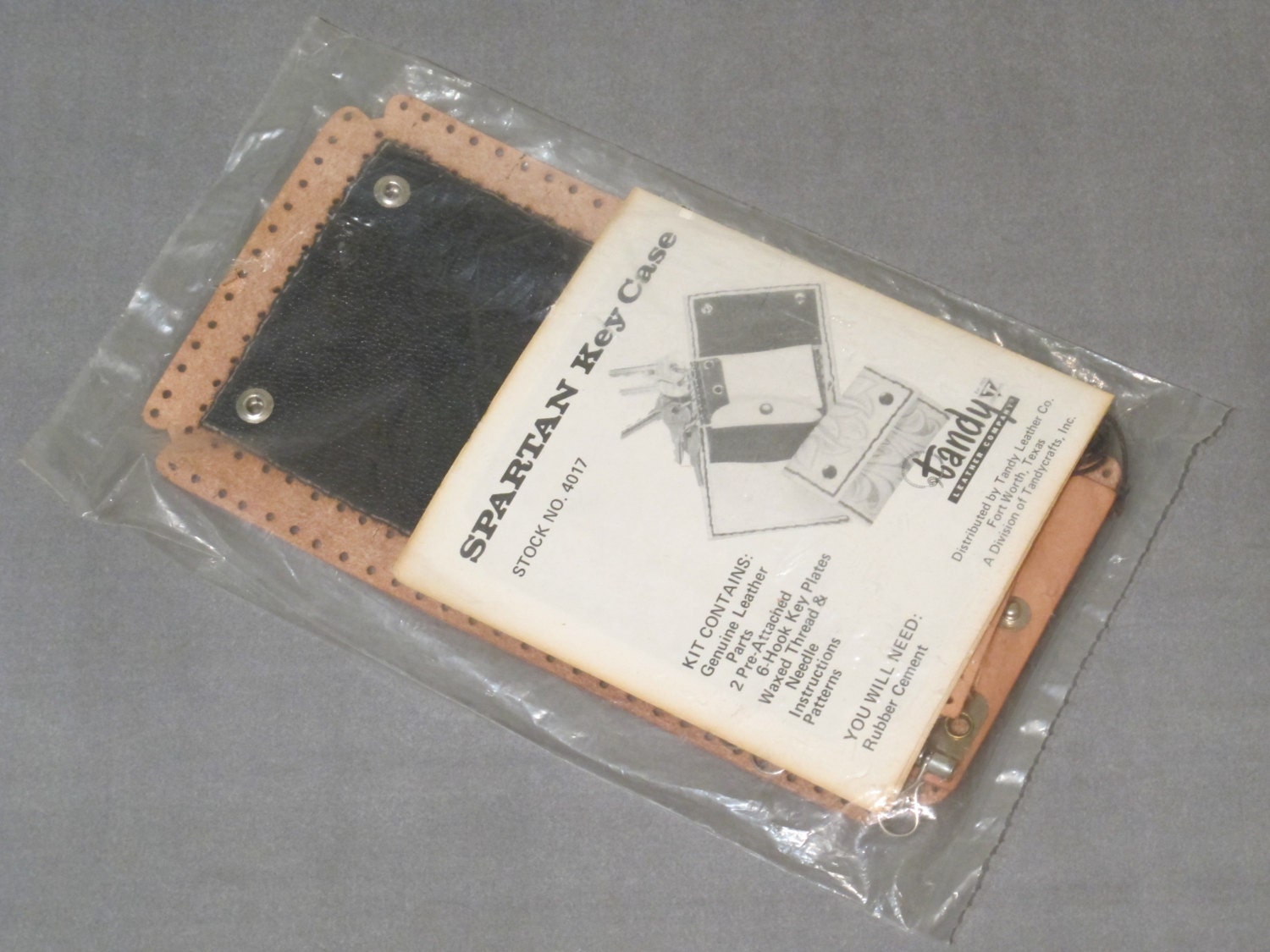 Vintage Genuine Leather Key Wallet DIY Kit New Old Stock