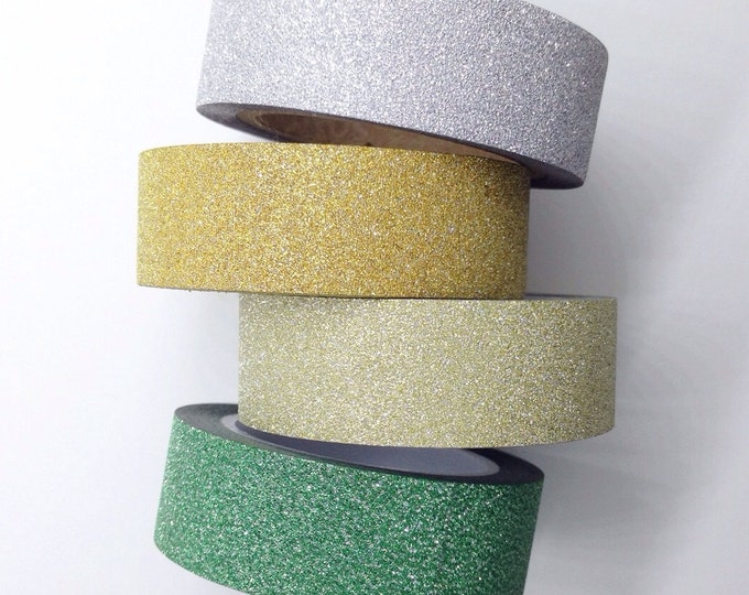 Mini Glitter Washi Tape Silver Gold Green Glitter Tape