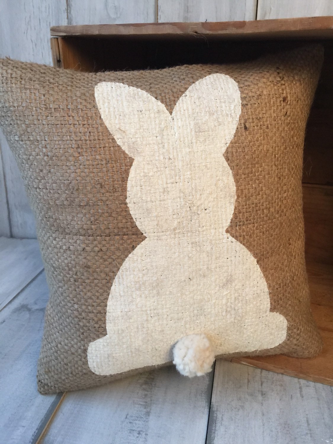 burlap bunny pillow