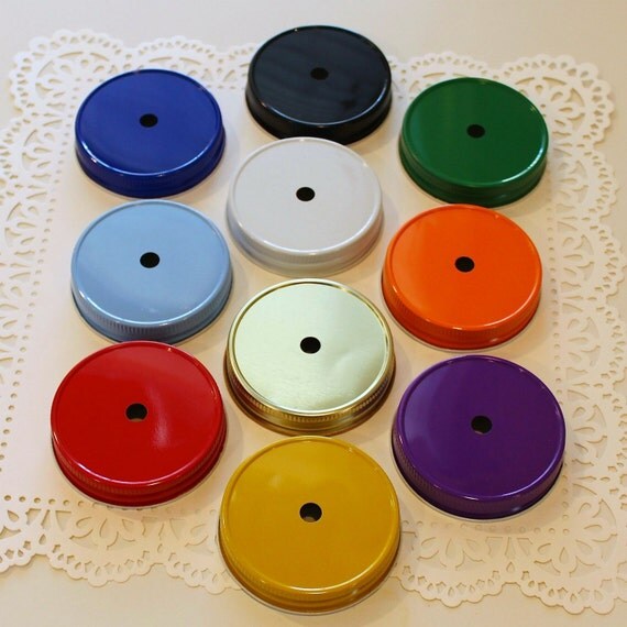 mason jar covers with straw holes