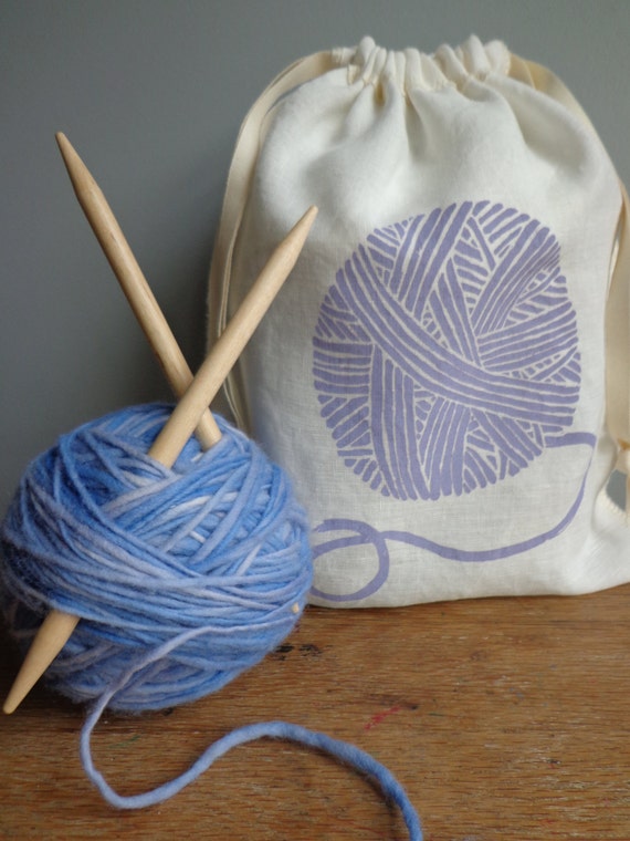 Knitting Bag, Organic Linen Drawstring Bag, Cloth Gift Bag , Bread Bag ...