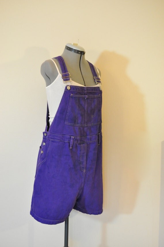 Purple Medium Bib OVERALL Shorts Hand Dyed by DavidsonStudio
