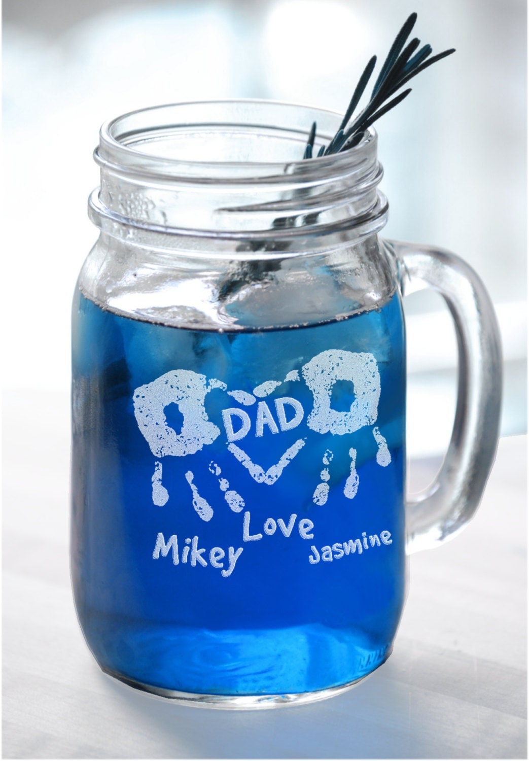 Dad Handprint Heart Fathers Day Gift Idea Mason Jar