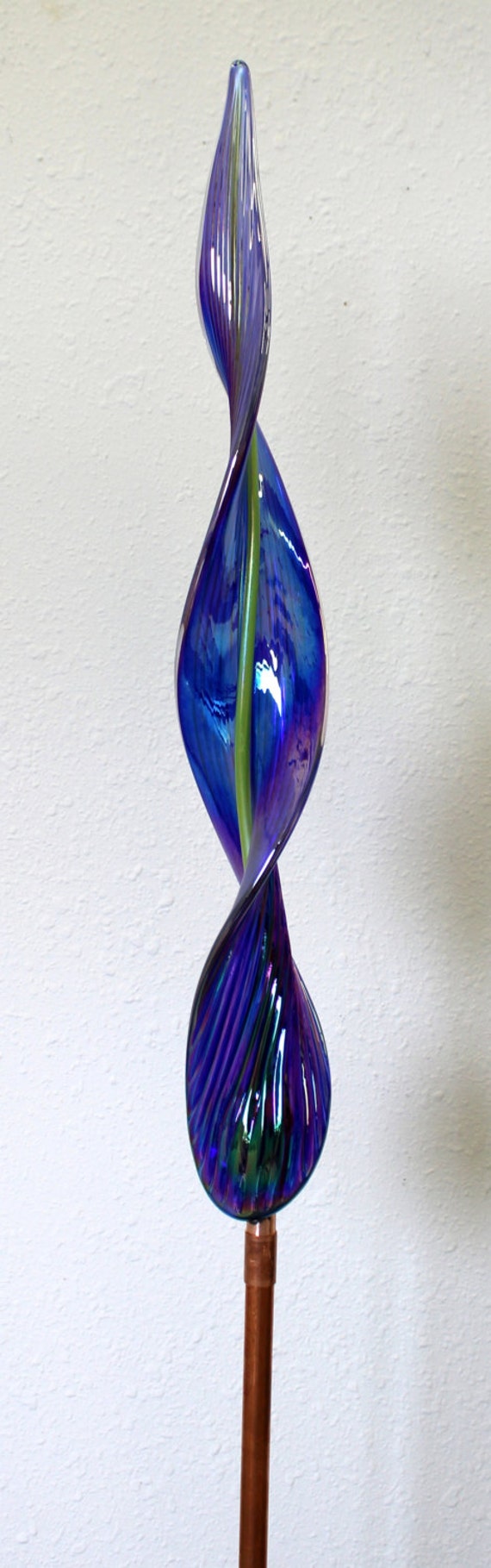Hand Blown Glass Garden Art Outdoor Sculpture Decor by oneilsarts