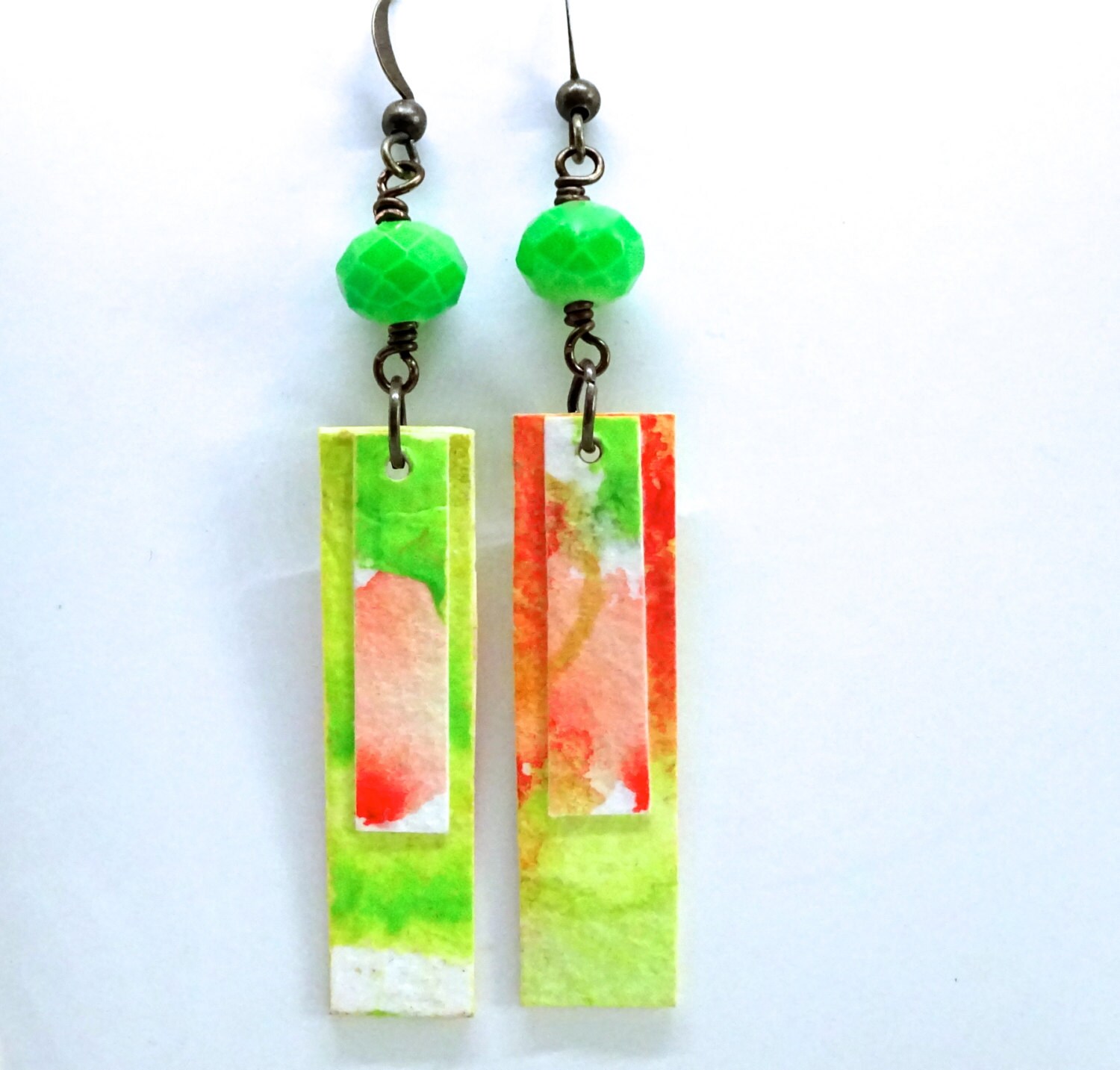Watercolor Earrings Paper Earrings First by bluegatorjewelry