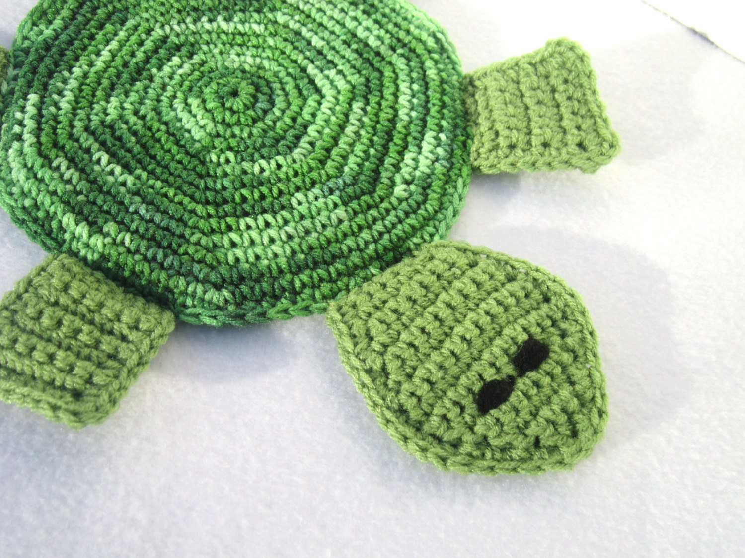 Pot Holder in Greens Turtle Hot Pad by crochetedbycharlene on Etsy