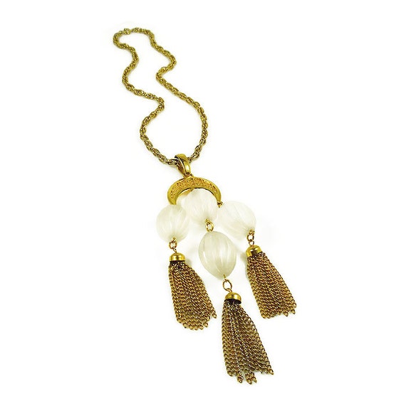 Trifari Necklace Frosted Lucite Gold Tone Metal by zephyrvintage