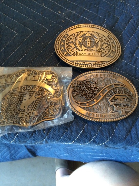 Three Houston Livestock Show Exhibitor Belt Buckles