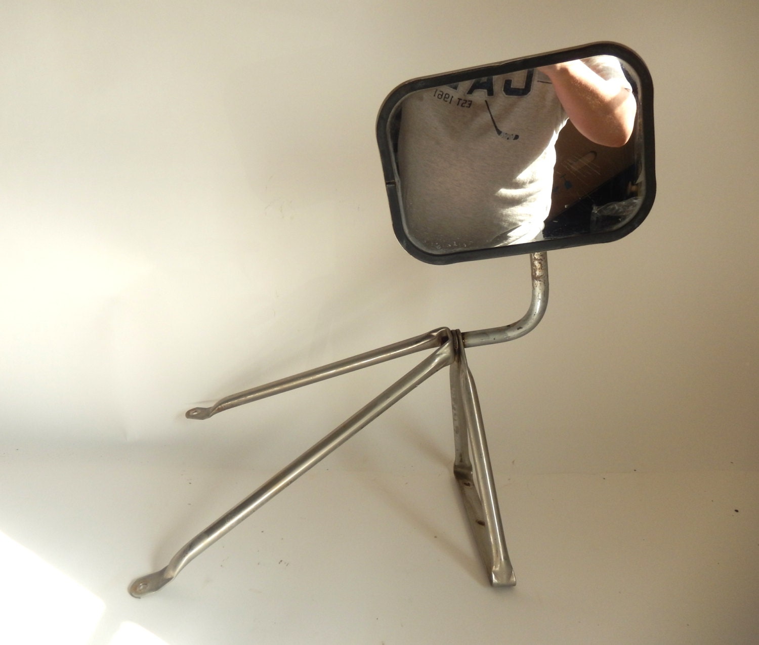 Vintage Large Stainless Steel Truck Side Mirror by JoeBlake