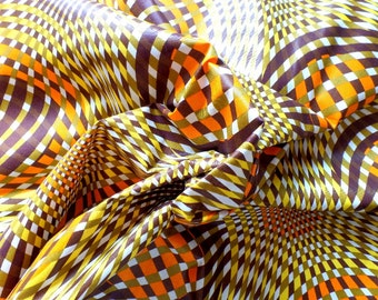 African Fabric - Dutch Wax - Geometric Pattern - Optical Illusion - Yellow Orange Brown VFY04285