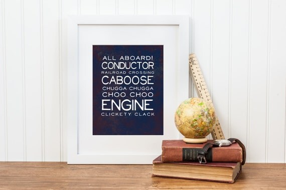 Train Nursery Print Train Sounds Noises & Words Boy Train