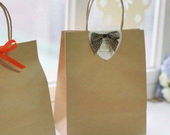 5 Basic Kraft Paper Shopping Bags - S size (8.7 x 10.6in)