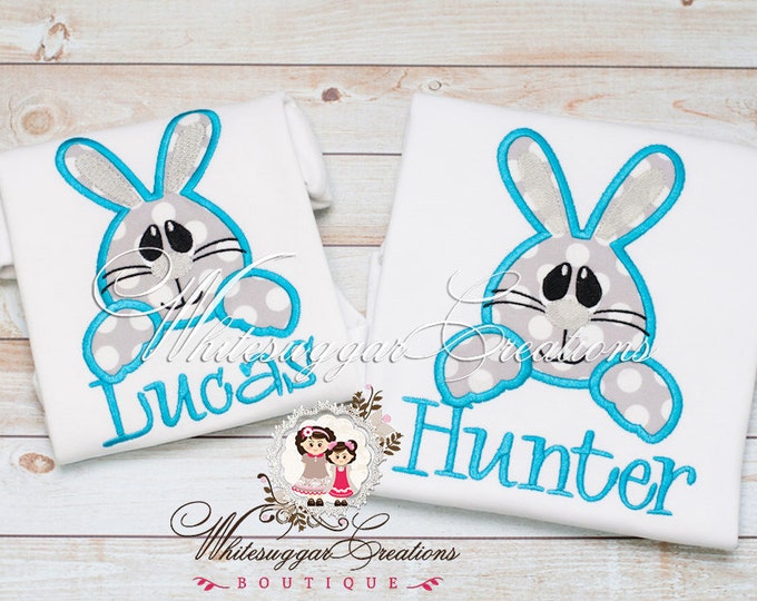 Boys Easter Bunny Face Shirt - Personalized Easter Shirt - Baby Boy Bunny Shirt - First Easter Outfit