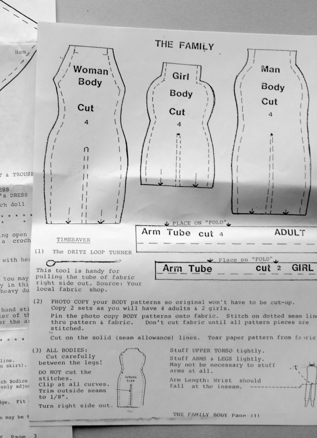 Cloth Doll Body Pattern w Clothes for by MothersMiniTreasures