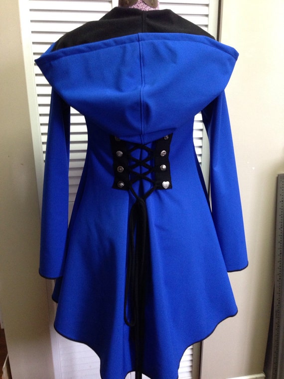 Tardis Blue corset laced hoodie red riding hood raincoat pixie