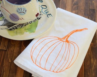 Cloth Napkins - Screen Printed Organic Cotton Cloth Napkins - Eco Friendly Dinner Napkins - Pumpkin - Handmade Cotton Napkins - Thanksgiving