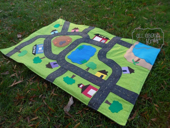 Handmade Fabric and Felt Car Mat one of a kind by AllAboutKraft