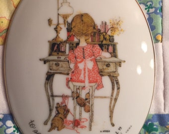 Vintage Holly Hobbie Wall Plaque Holly Hobbie and Cat #2115