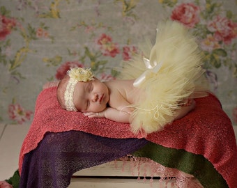 Light Yellow Newborn Tutu and Headband, newborn tutu, baby tutu, newborn photography prop, birthday tutu