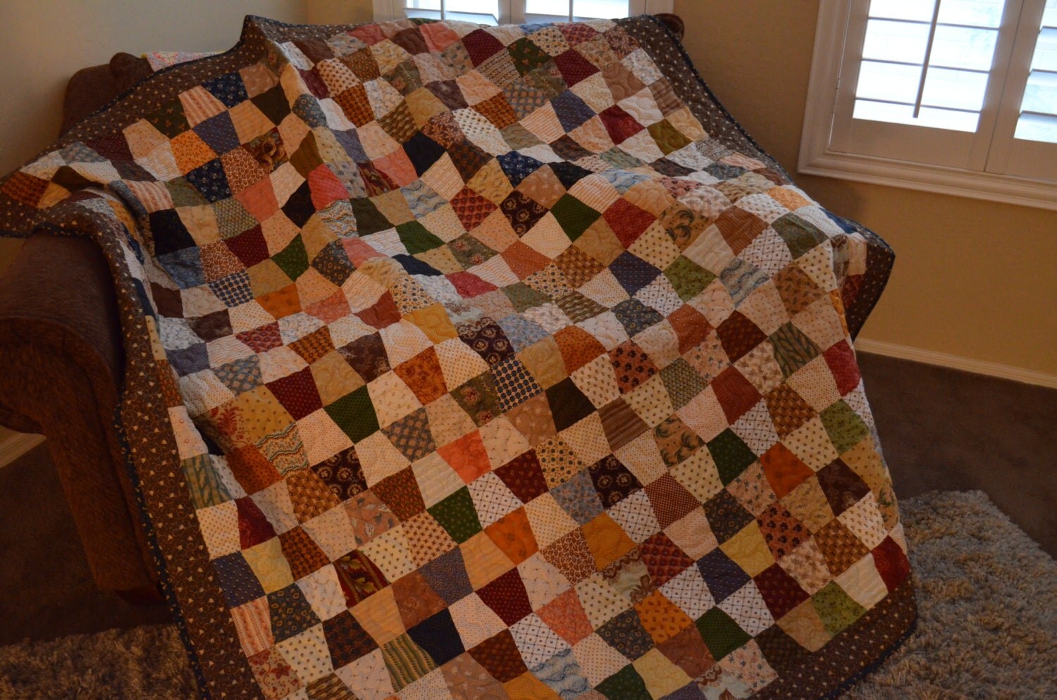 Quilt Civil War Traditional Trapezoid Quilt by BarnRedQuiltworks