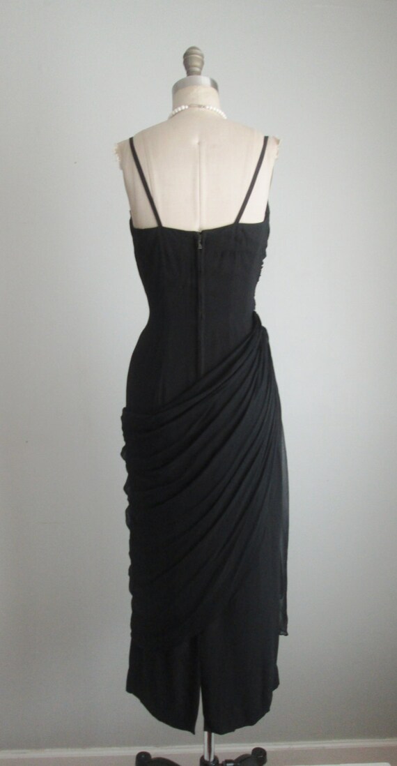 50's Draped Chiffon Wiggle Dress // Vintage 1950's
