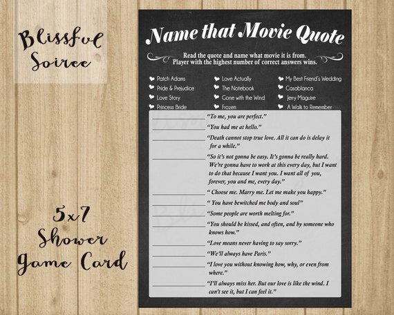 Bridal Shower Game / Name that Movie Love Quote / Romantic Movie Quote ...