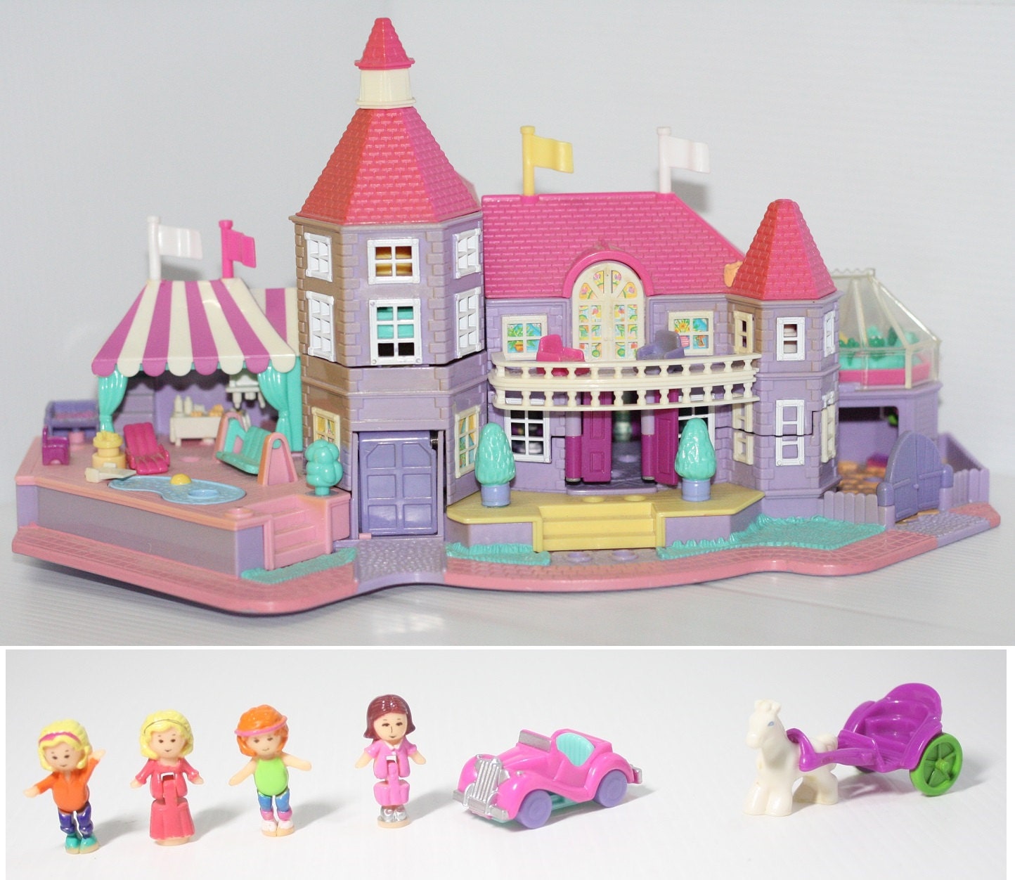 Polly Pocket Magical Mansion Almost COMPLETE Missing 1 Flag