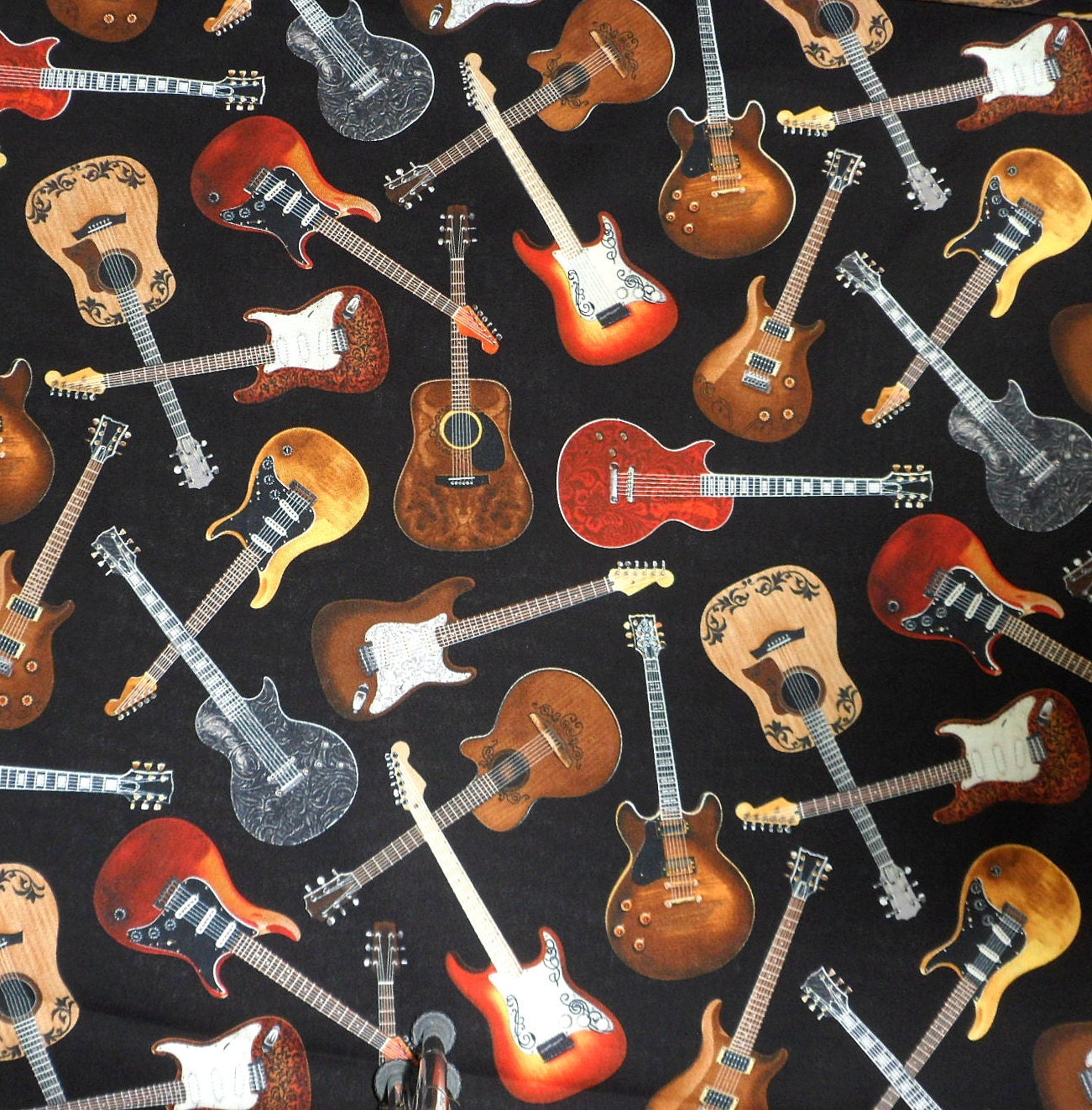 Guitar Fabric Cotton Fabric Timeless Treasures Fabric by Quiltwear