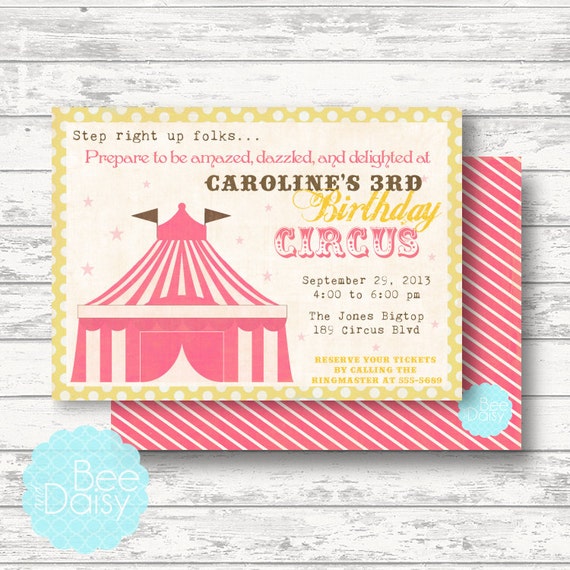 Circus Tent Invitation, Birthday Party Invitation, Baby Shower Invitation, Printable Digital Invite, Vintage Big Top Il_570xn