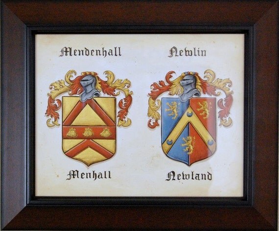 Wedding Gifts Double Coat of Arms Family Crest Painting