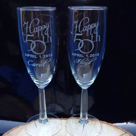 50th Anniversary personalized Glass Wine by DesignedbyKandJ