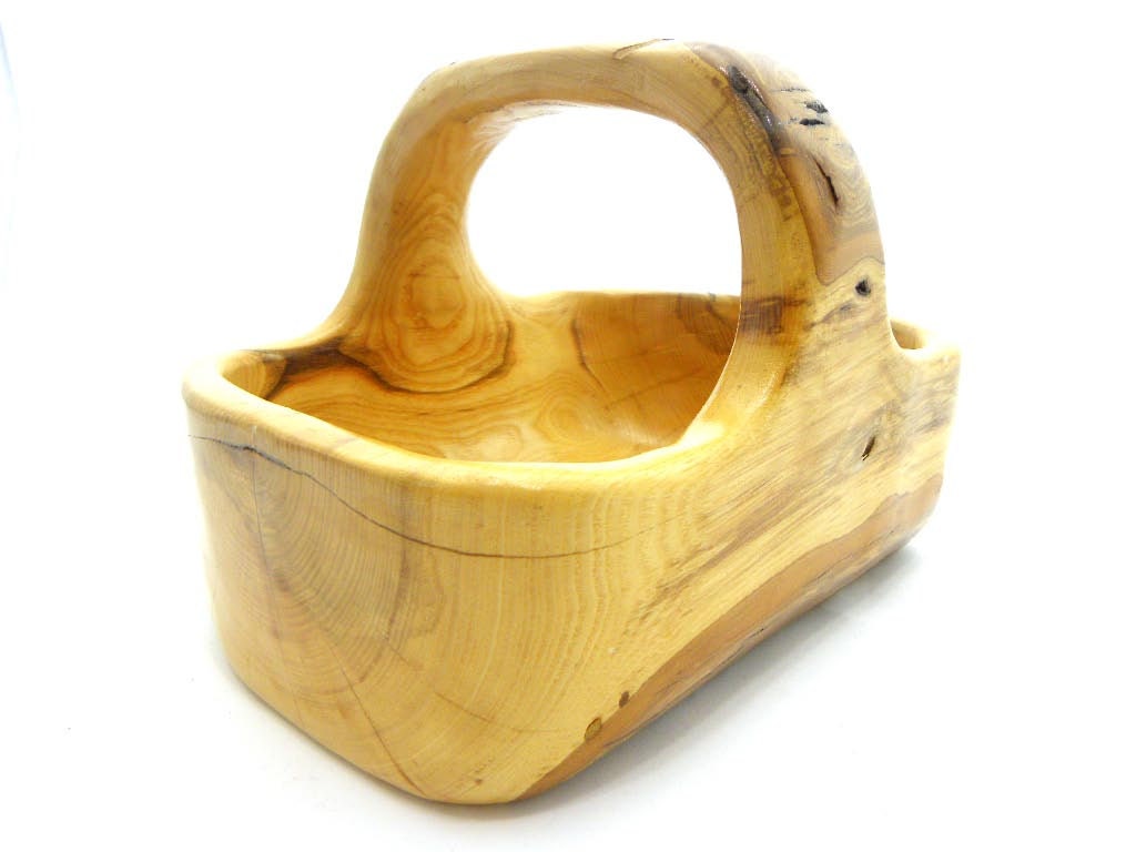Hand Carved Basket Carved Wooden Basket Carved Wood Basket