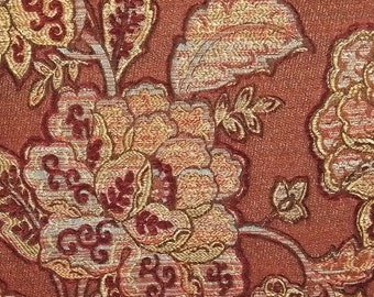 Upholstery Fabric Red Large Bloom Floral Design Woven Cloth Poly Cotton Heavy Weight Yardage