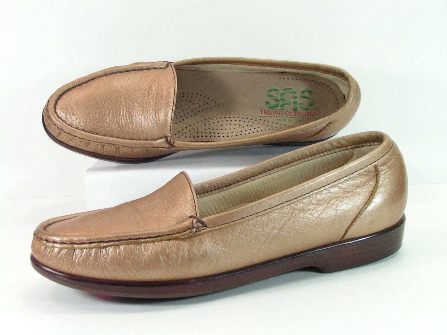 sas flats shoes womens 8 M B bronze color loafers fashion vintage ...