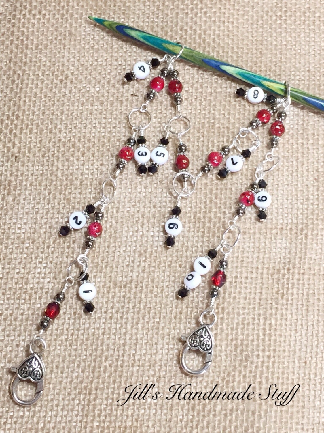 Numbered Row Counter 1-10 Stitch Markers by JillsHandmadeStuff