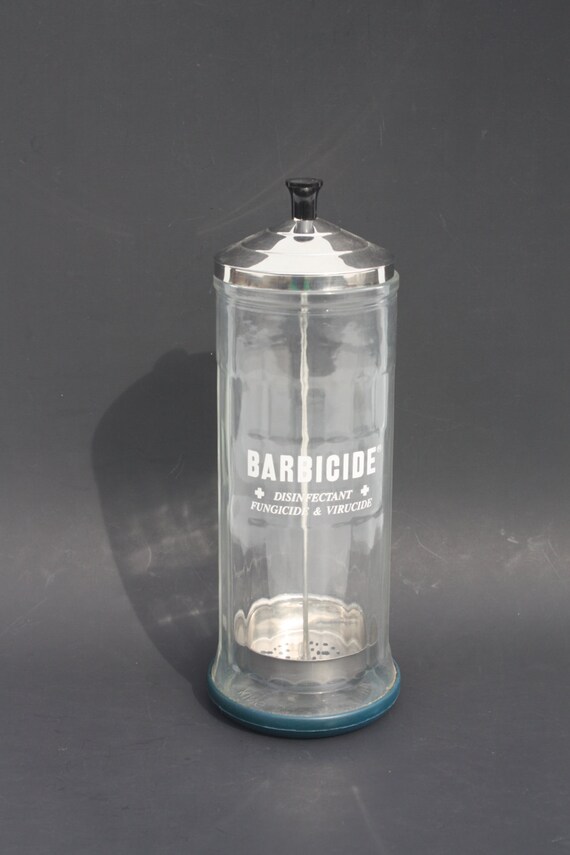 Vintage Barbicide Barber Salon Jar Disinfectant Fungicide