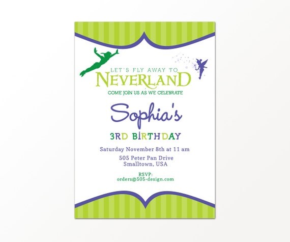 Neverland Invitation - Peter Pan Tinkerbell Inspired Invitation by 505 Design, Inc Il_570xn