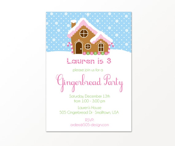 Gingerbread House Invitation - Little Girl Gingerbread House Party by 505 Design, Inc Il_570xn
