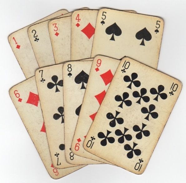 French Playing Cards Set of 10 Antique