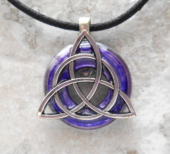 triquetra necklace purple celtic jewelry by NatureWithYou