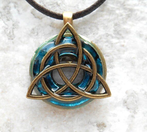 triquetra necklace: blue mens jewelry celtic by NatureWithYou